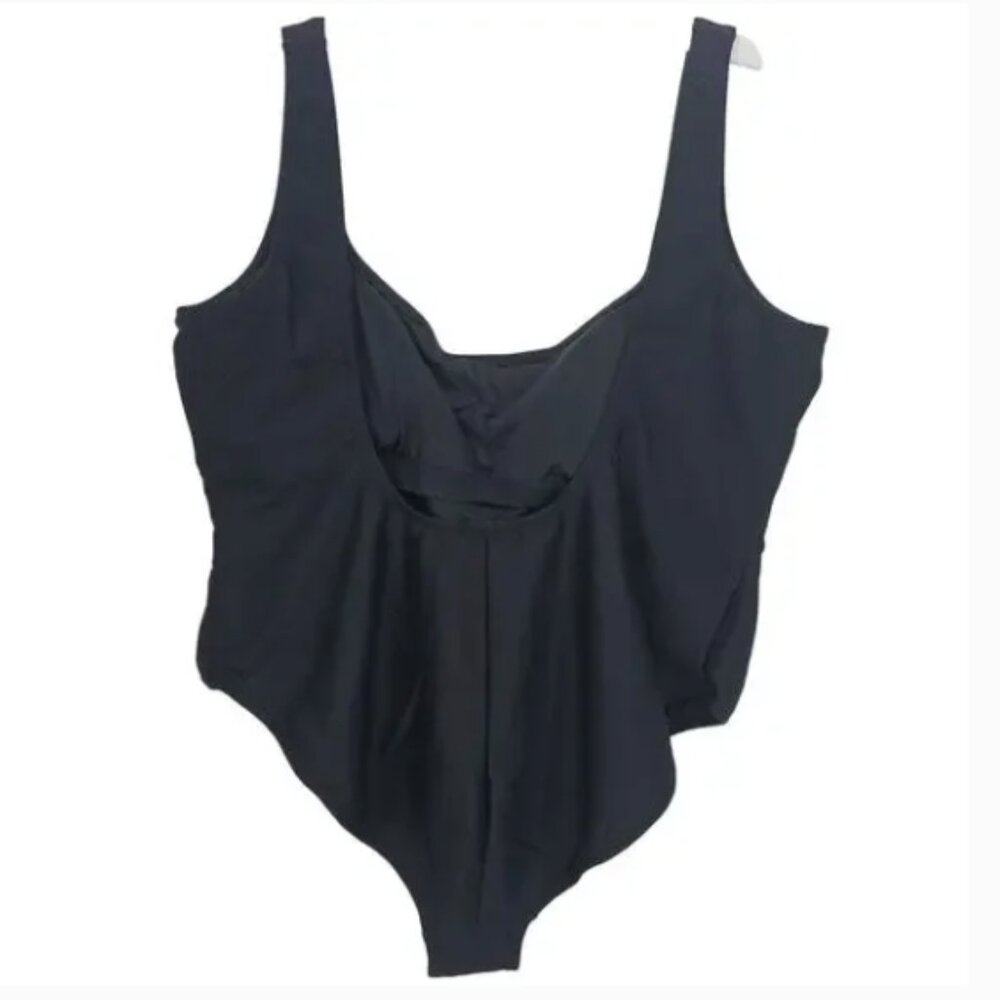 NEW J. Crew plus size 22 or 3X Ribbed Square neck one piece black - Picture 2 of 6